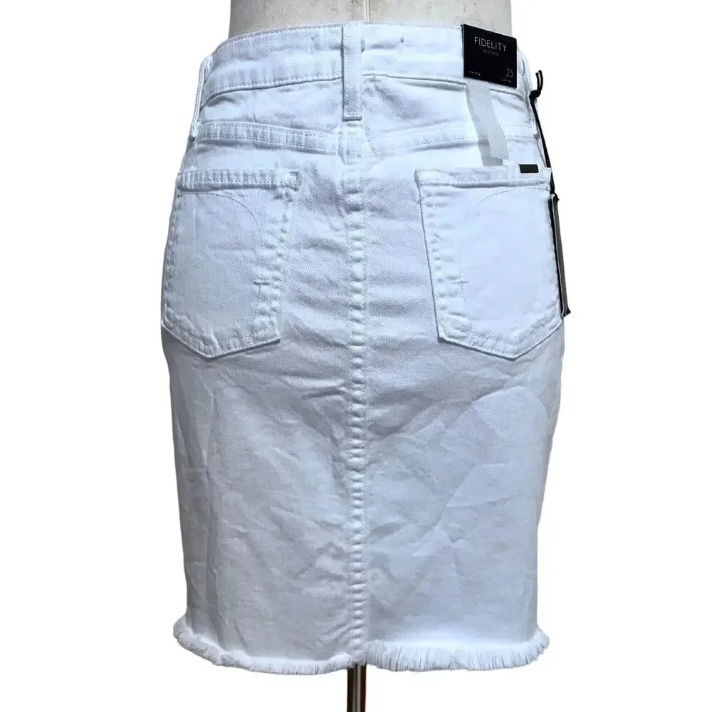 Fidelity Denim NWT White Jean Mini Skirt Women 25